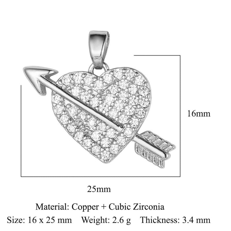 1 Piece Copper Zircon 18K Gold Plated Heart Shape Rose