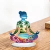 (US Local)Acrylic Special Shape Sitting Yoga Woman 5D DIY Diamond Art Tabletop Decorations