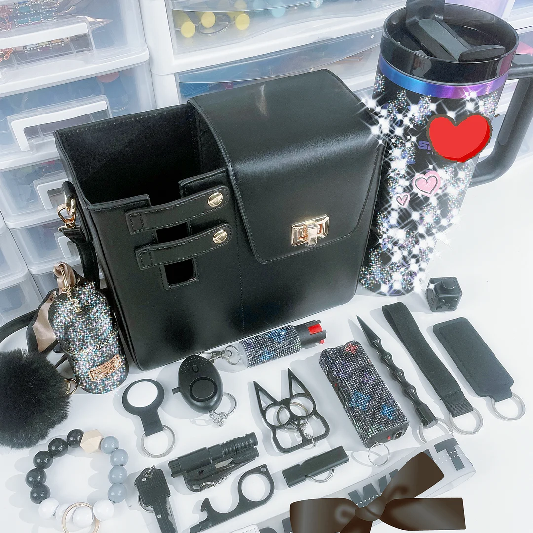 (NEW) Tumbler Tote Bag self defense keychain set