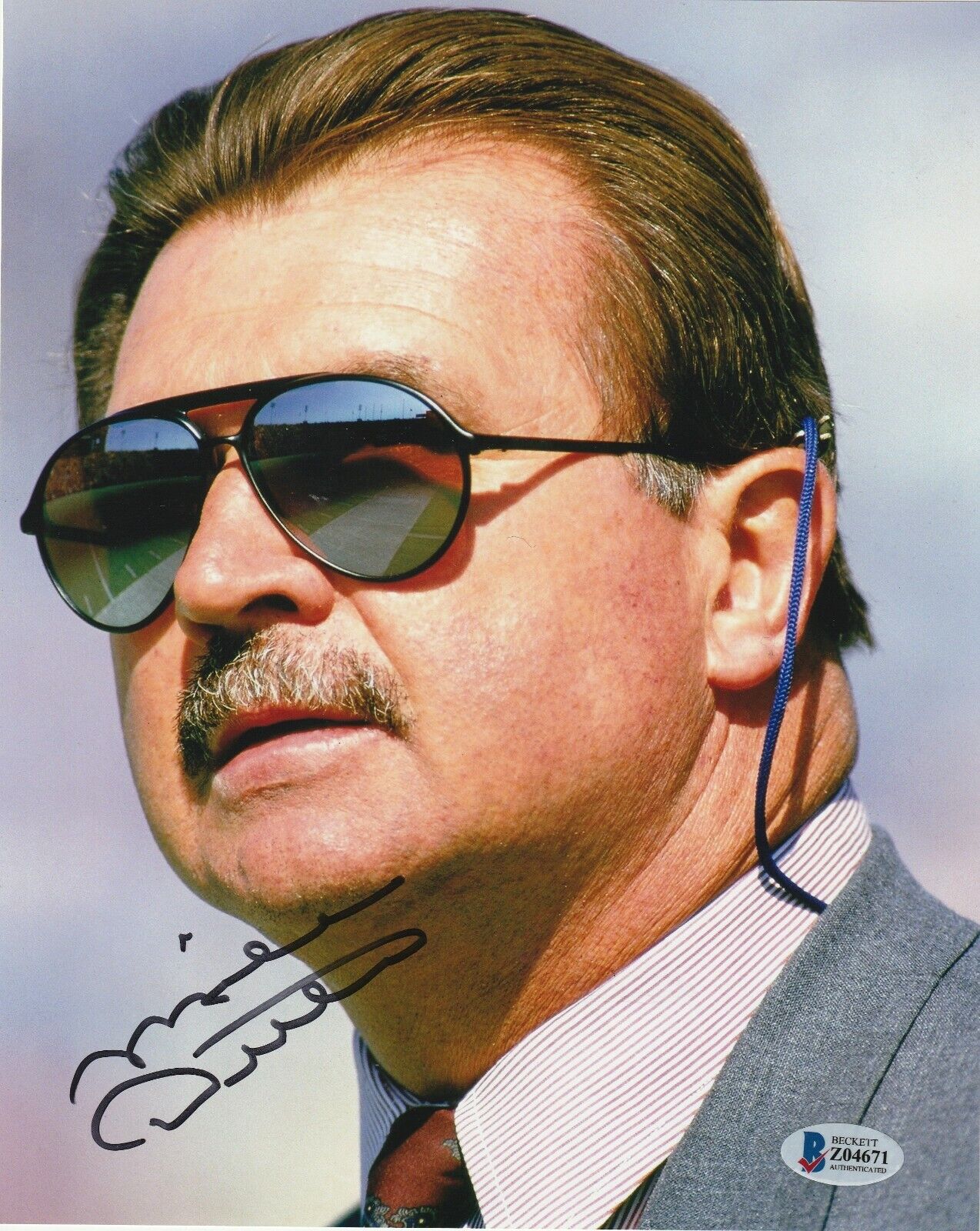 MIKE DITKA in Sunglasses Signed Chicago BEARS 8x10 Photo Poster painting w/ Beckett COA