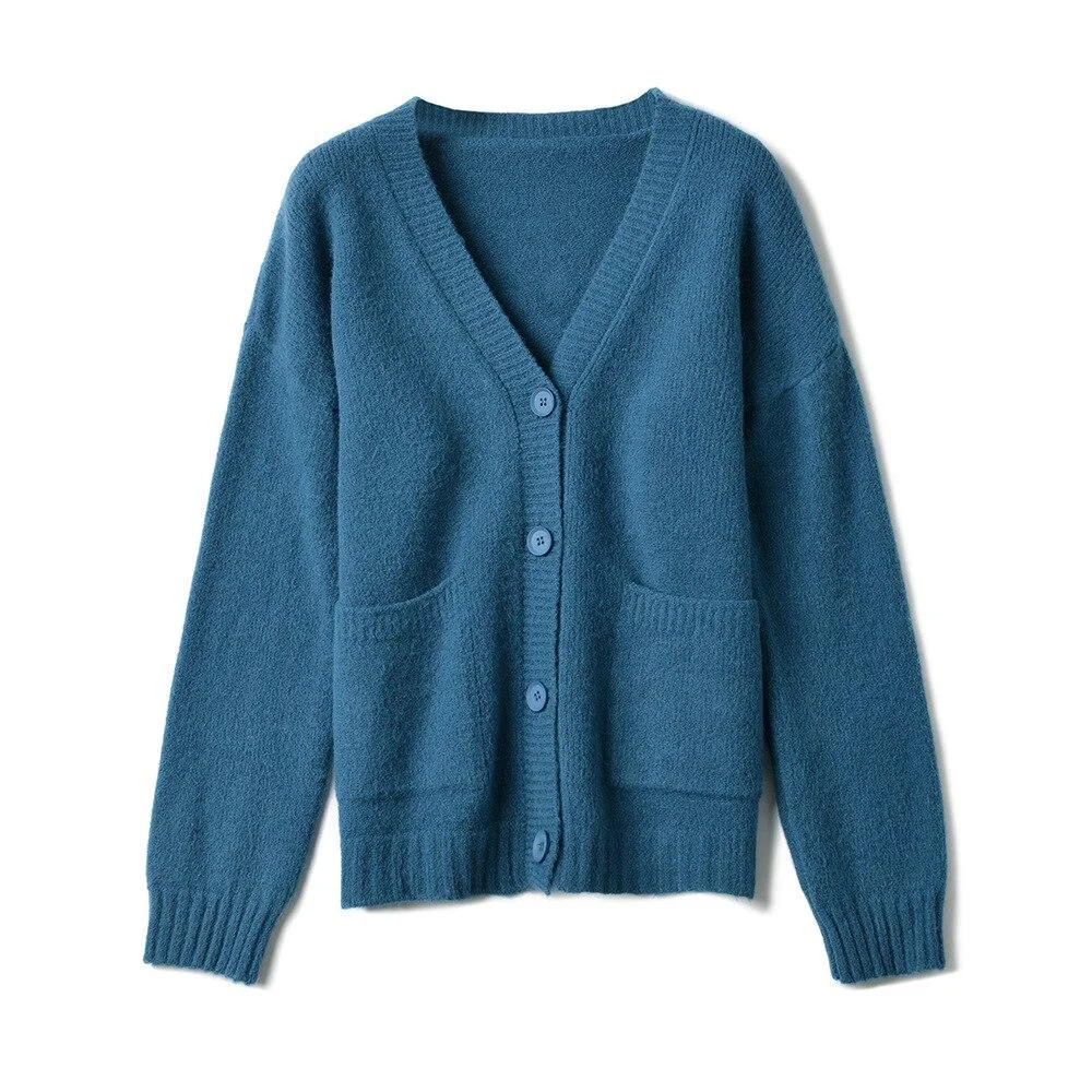 Abebey New  Winter Spring Women's Sweaters V-Neck Buttons Cardigans Oversize Fashionable Korean Lady Knitwear