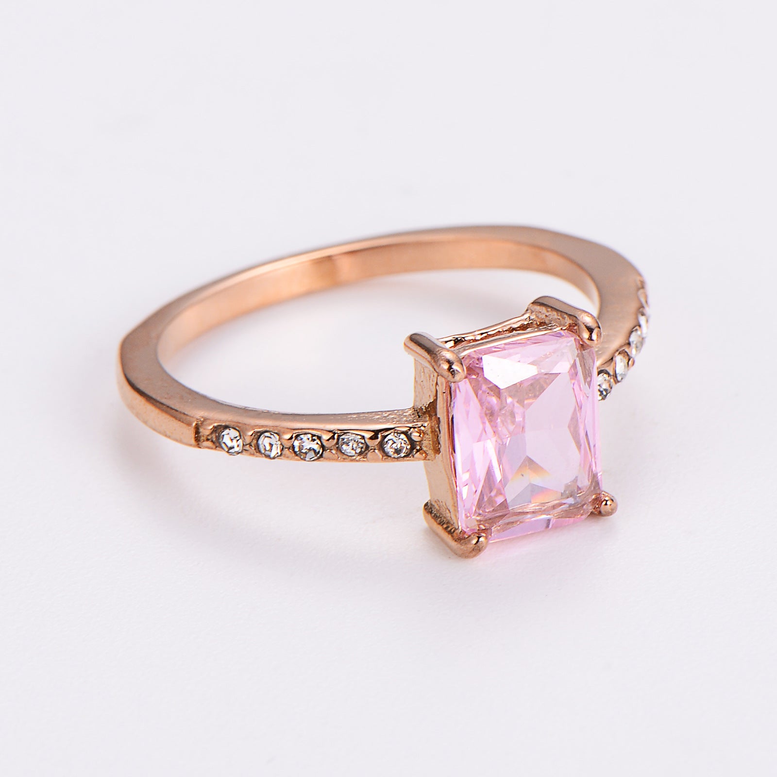 Aml Stainless Steel Square Zircon Ring Versatile Color Ring Female Stainless Steel