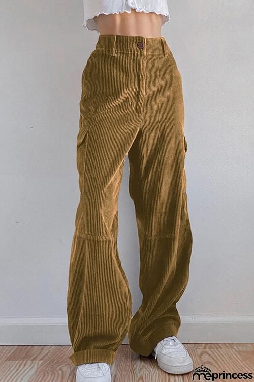 Pockets Corduroy Bell Pants