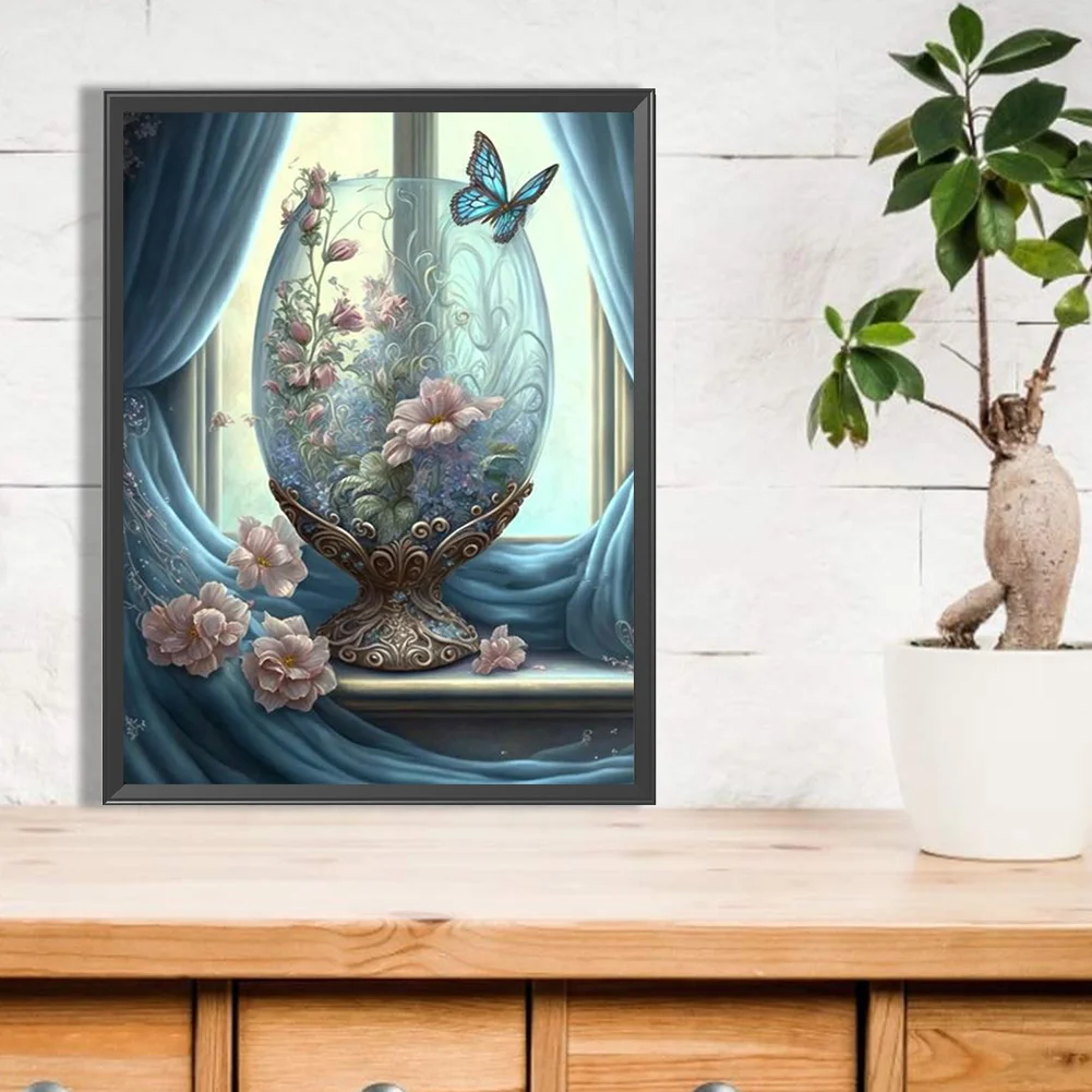 Diamond Painting - Full Square Drill - Flower Butterfly Cup(Canvas|30*40cm)