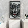 DIY Full Round Drill Diamond Painting 5D ferocious wolf Poster Kit