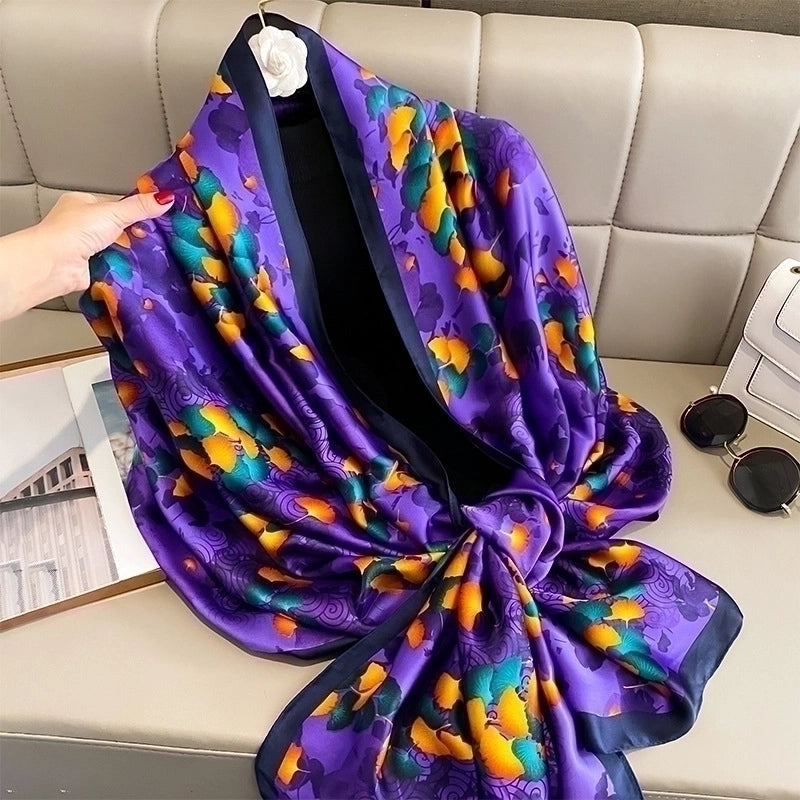 Adults Ig Style Mango Satin Printing Silk Scarf Shawl