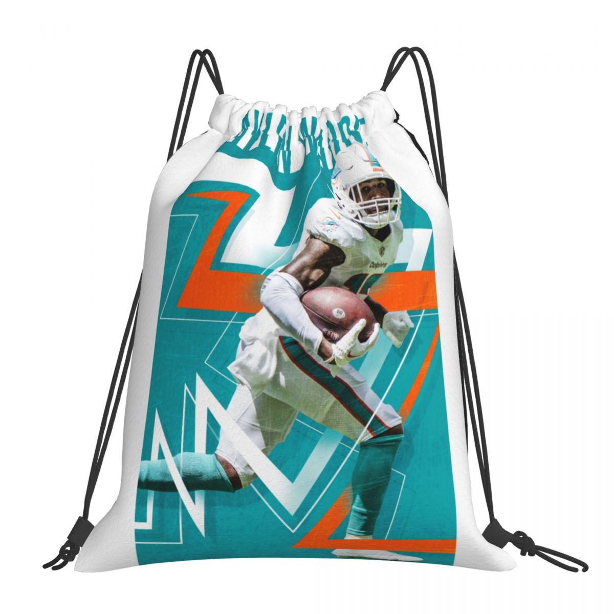 Miami Dolphins Jaylen Waddle Foldable Sports Gym Drawstring Bag