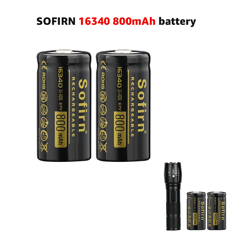 4 Pcs 16340 Battery with Button-Top 