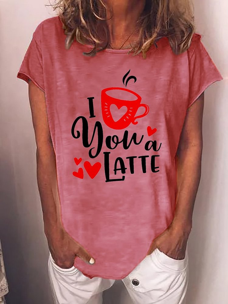 Bestdealfriday Valentine's Day Short Sleeve Round Neck Tee