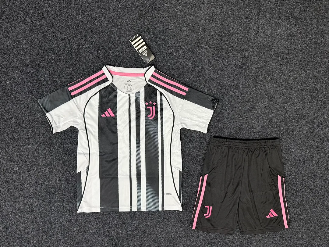 25/26 Juventus Home Kids Kit Football Jersey Thai Quality