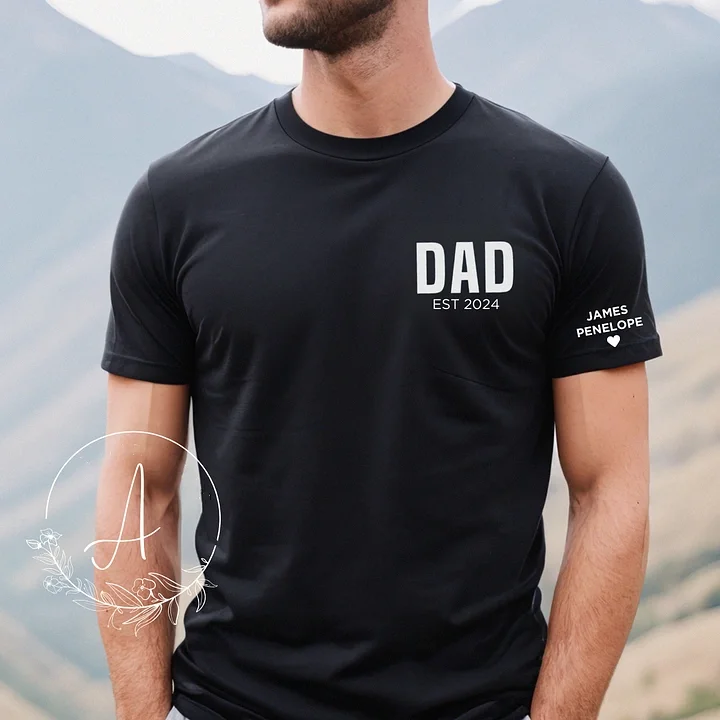 Dad's Love-Custom Dad Shirt with Kids Names On Sleeve