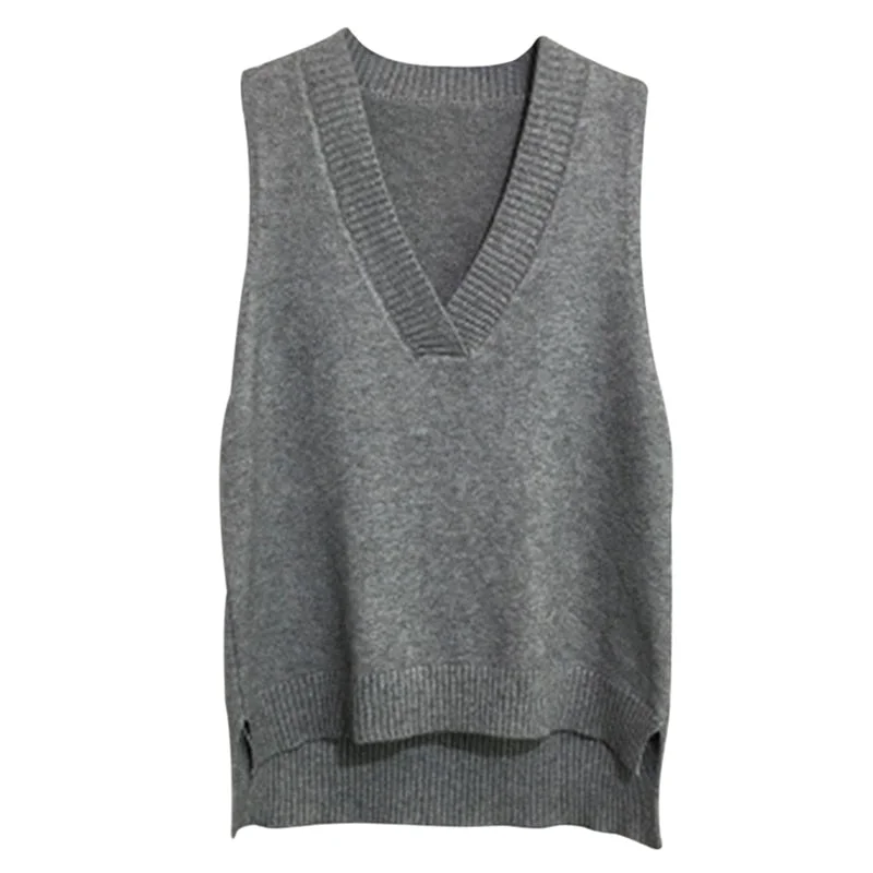 Muyogrt V-neck Knitted Vest Women's Sweater Autumn And Winter 2021 Korean Loose Wild Sweater Vest Sleeveless Sweater Jumpers