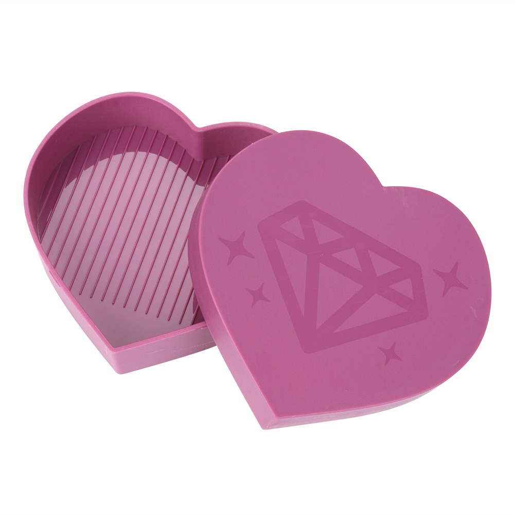 5D Diamond Painting Tray Plastic Heart Shape Rhinestone Drill Plate 7x7cm