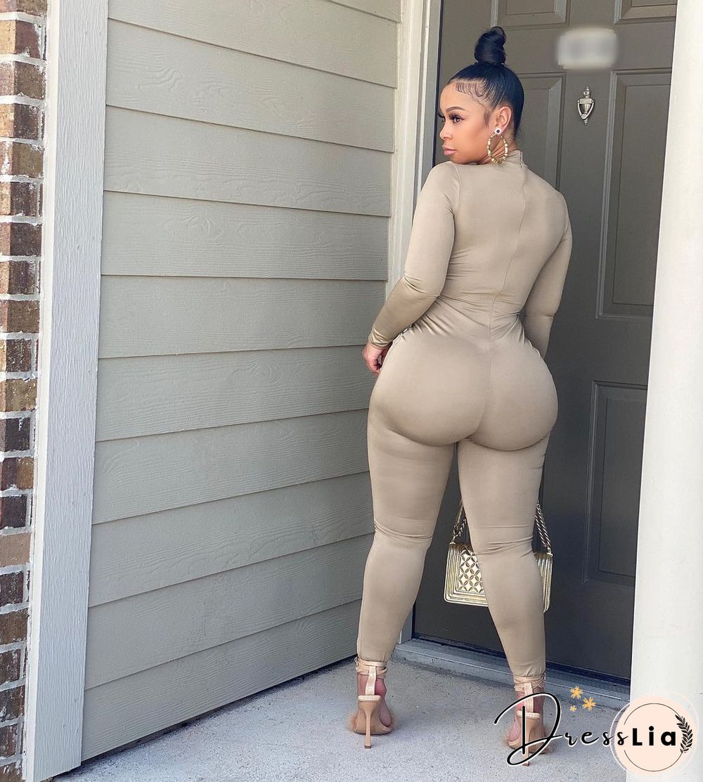 Sexy Hollow Out Chain Lace Up Skinny Jumpsuit