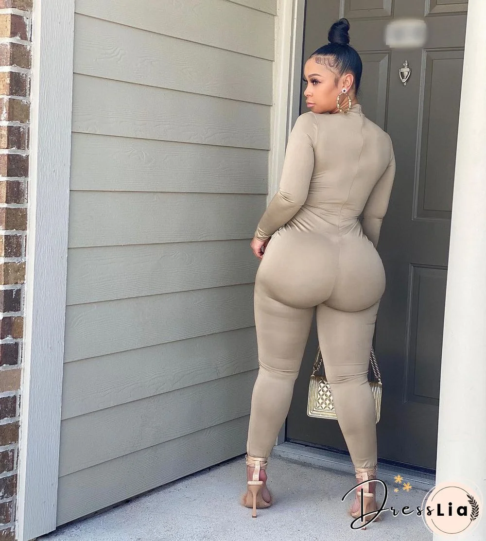 Sexy Hollow Out Chain Lace Up Skinny Jumpsuit