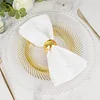 10 Pack | 9" Clear / Gold Swirl Rim Plastic Dinner Plates, Round Disposable Party Plates