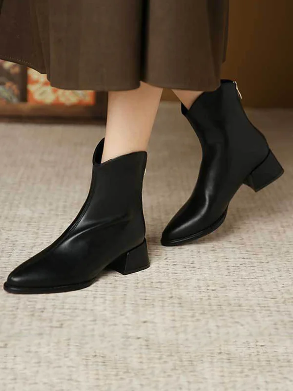 Pointed-Toe Split-Joint Zipper Boots Chelsea Boots