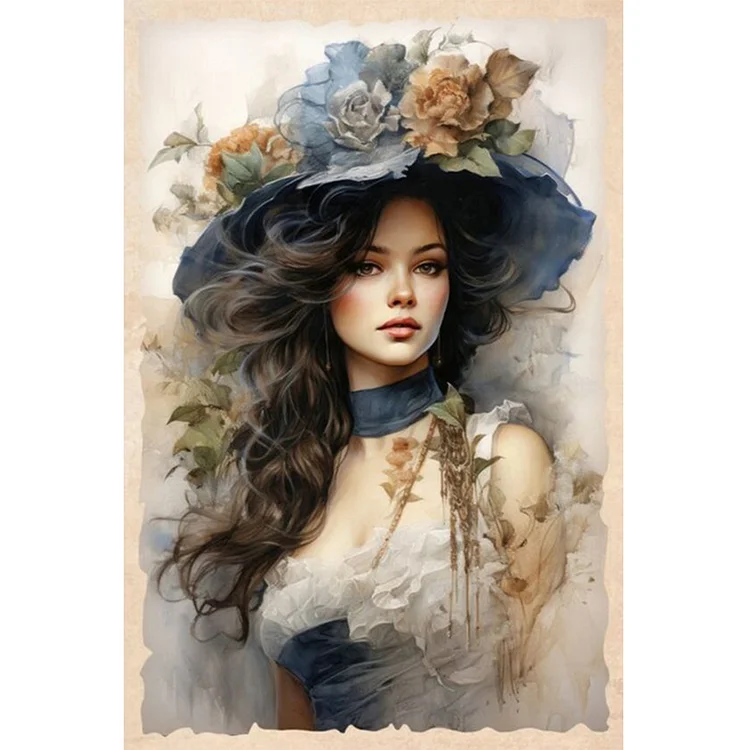 Lady 40*60CM (Canvas) Full Round Drill Diamond Painting gbfke