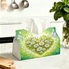 DIY Diamond Art Tissue Box Holder Daisy Flower Heart PU Leather Diamond Art Desktop Organizer Resin Rhinestone Storage Organizers Gem Art Home Office Decor Craft Gift