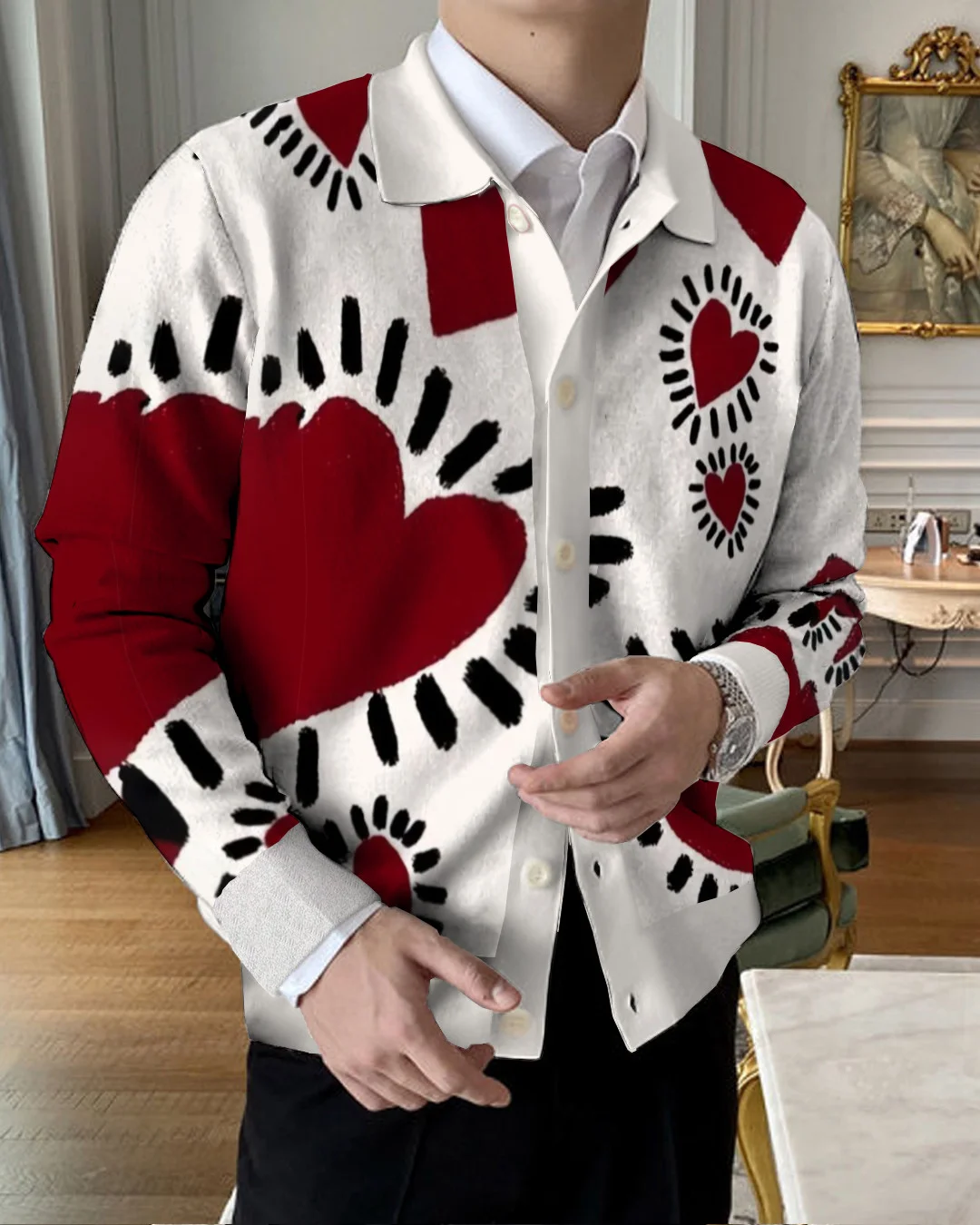 Men's Lapel Knitted Sweater Cardigan 9563