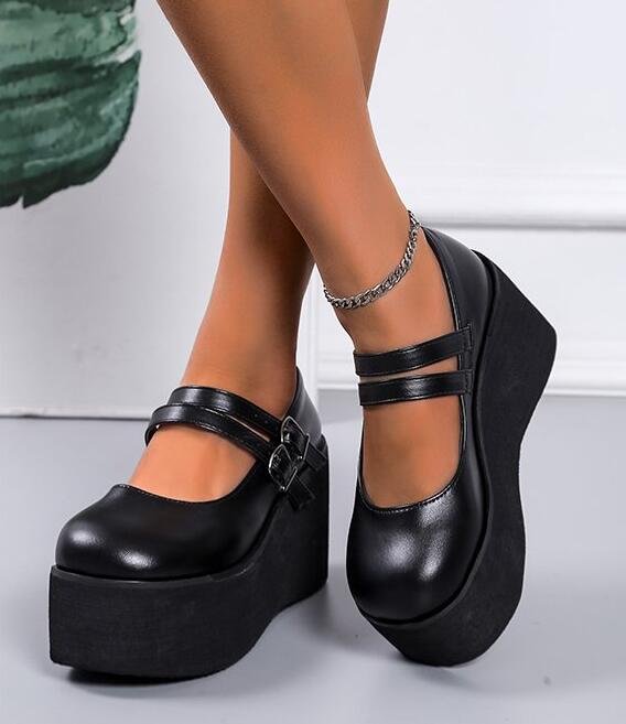 Back To School Brand New Female Lolita Cute Mary Janes Pumps Platform Wedges High Heels Women's Pumps Sweet Gothic Punk Shoes Woman