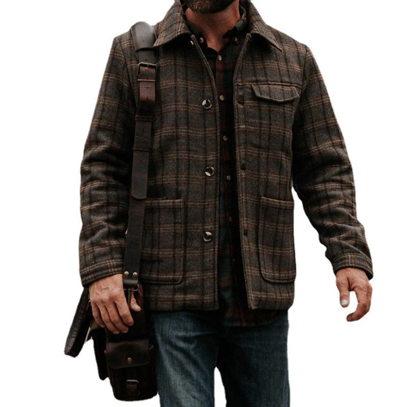 European And American Plaid Fashionable Jacket For Men