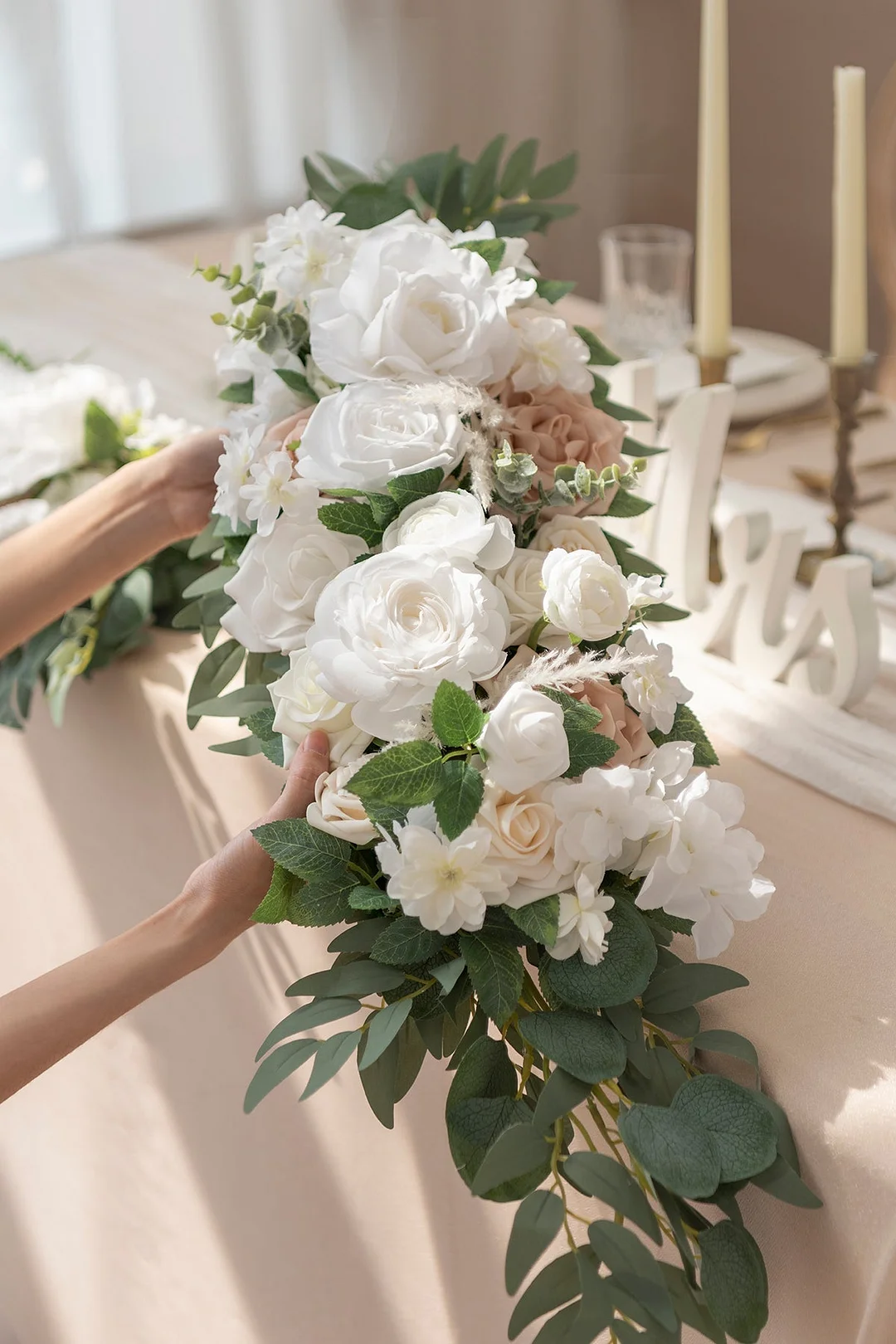 Flower Arrangements for Arch Decor in White & Sage
