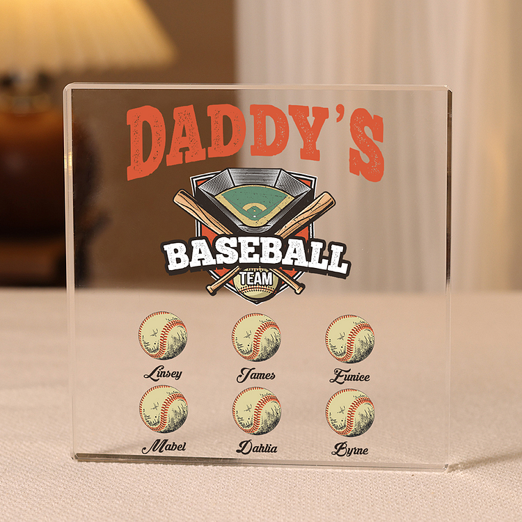 6 Names - Personalized Baseball Acrylic Keepsake Customized Name Acrylic Plaque Decoration Father's Day Gift for Dad