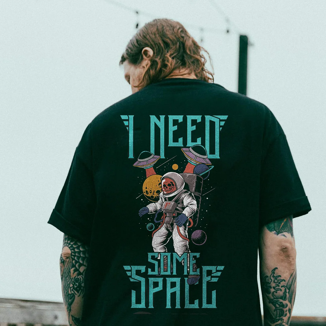 I Need Some Space Skull Printed Men's T-shirt -  
