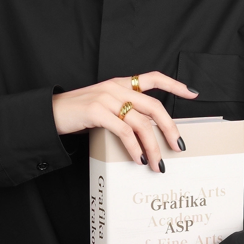 Casual Minimalist Geometric Solid Color Copper Plating Open Rings