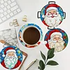 8pcs Cartoon DIY Diamond Painting Wooden Coasters Kits with Holder (Santa Claus)