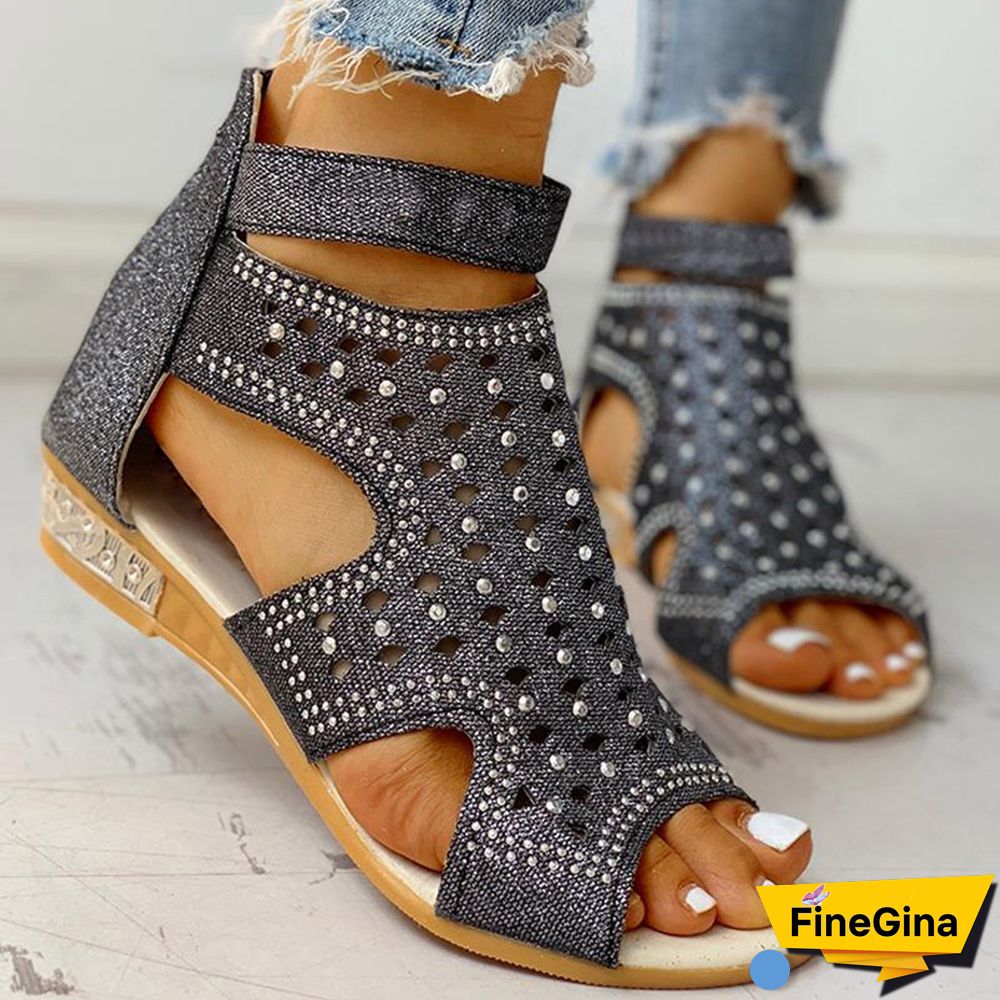 Women's Solid Color Casual Wedge Sandals