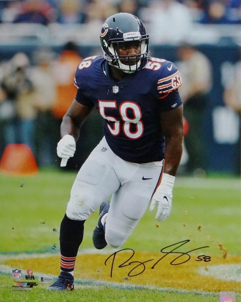 Roquan Smith Signed Bears 16x20 PF Photo Poster painting Running Right - Beckett Auth *Black