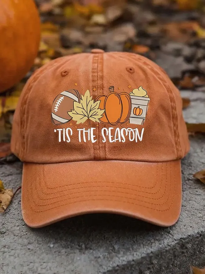 Autumn Football TIS THE SEASON Print Hats for Men and Women 