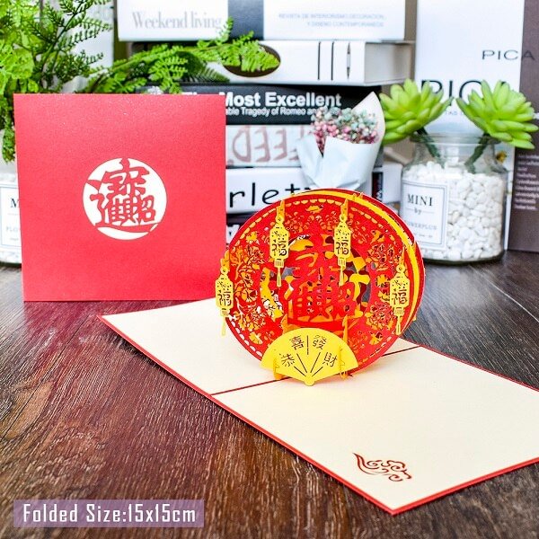 2021 Chinese New Year Cow 3D Pop-Up Card Year Postcard Greeting Cards with Envelope