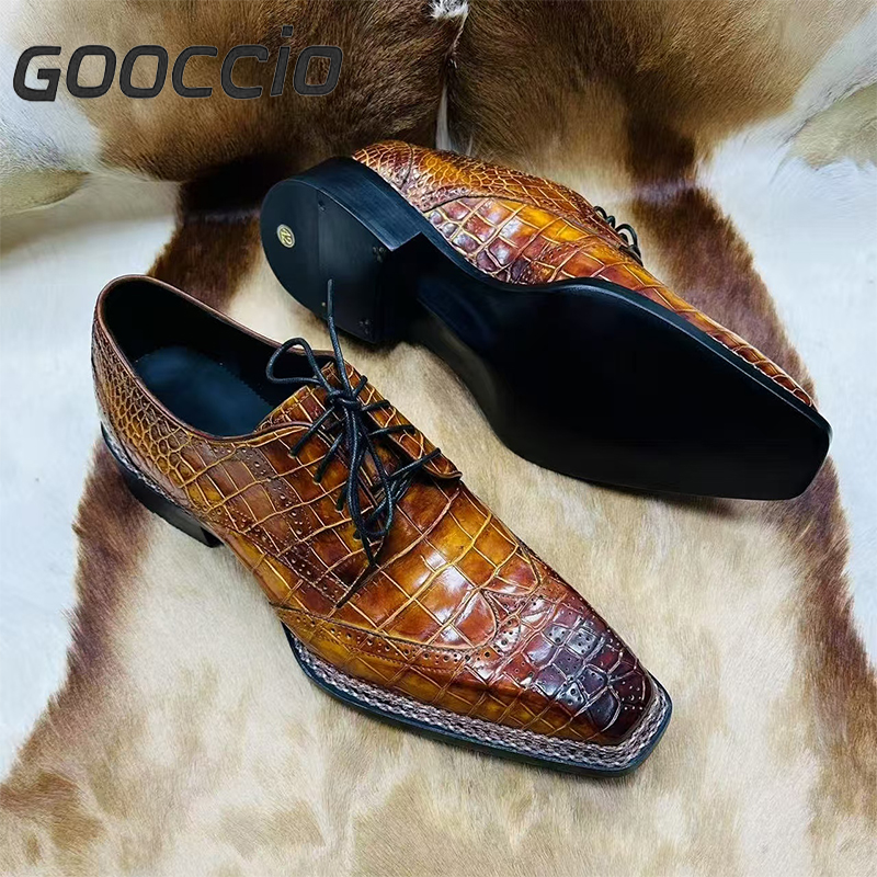MY221 Crocodile Leather Dress Shoes/Derby Shoes For Men GOOCCIO   