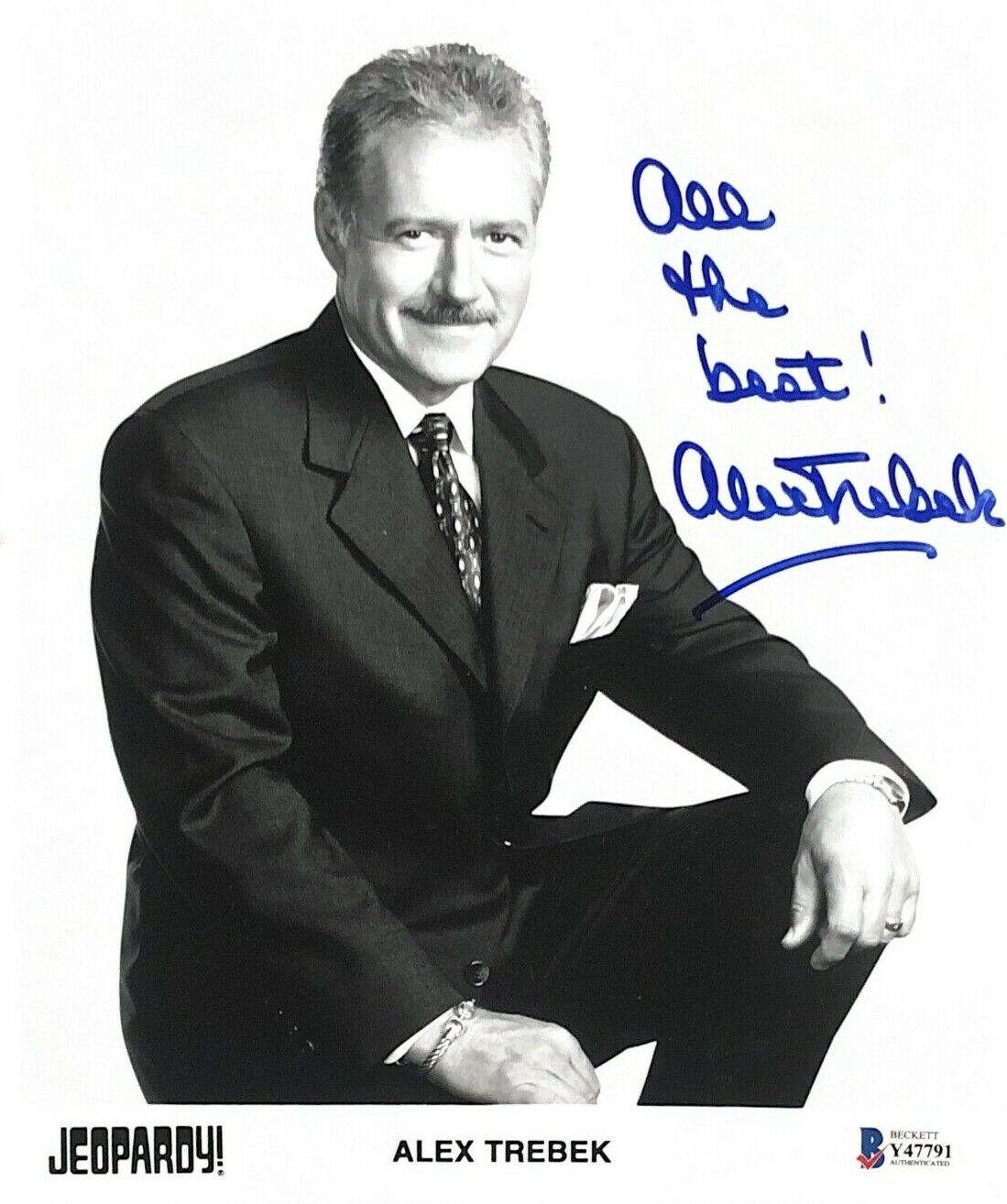 ALEX TREBEK HAND SIGNED AUTOGRAPHED 8X10 Photo Poster painting WITH BECKETT COA MUST SEE RARE 1