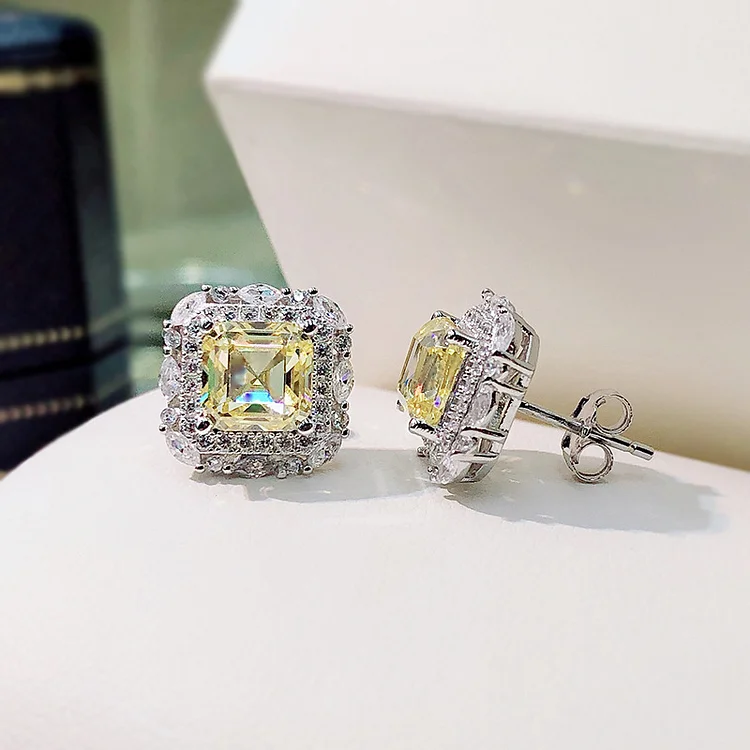 7*7mm Sparkling S925 Zircon Stud Earrings For Women