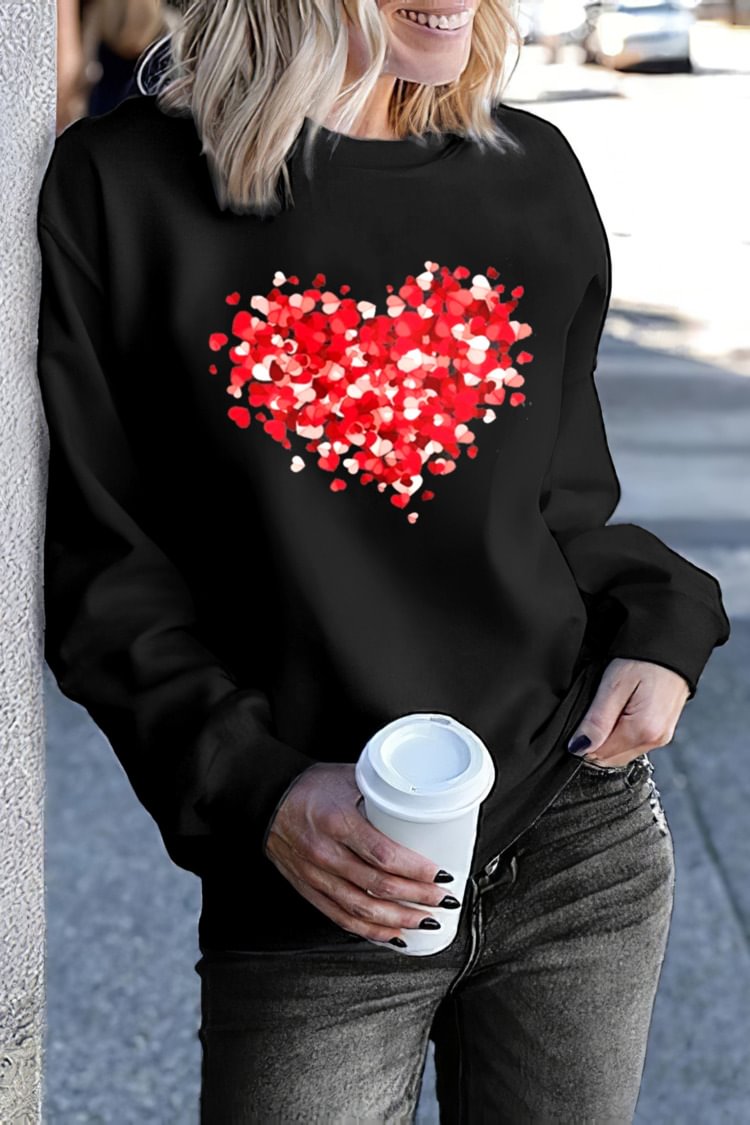 Comstylish Love Print Long Sleeve Couple Sweatshirt