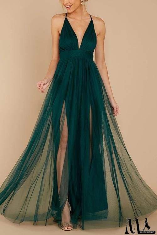 MidiSono - V Neck Backless Maxi Dress