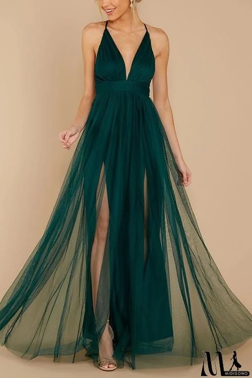 MidiSono - V Neck Backless Maxi Dress