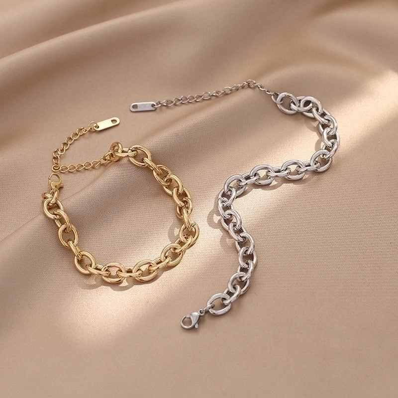 Retro Geometric 304 Stainless Steel Gold Plated Bracelets In Bulk