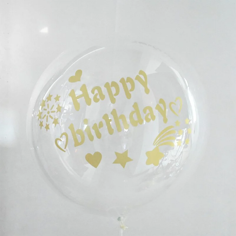 1Pc 20inch Transparent Balloon with Sticker Happy Birthday Balloons Helium Balloon Wedding Birthday Party Decoration Supplies
