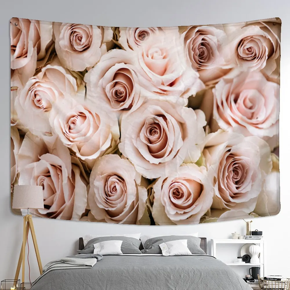 Flowers Floral Tapestry Wall Hanging Bohemian Style Natural Plant Art Ins Hippie Tapiz Mandala Home Decor