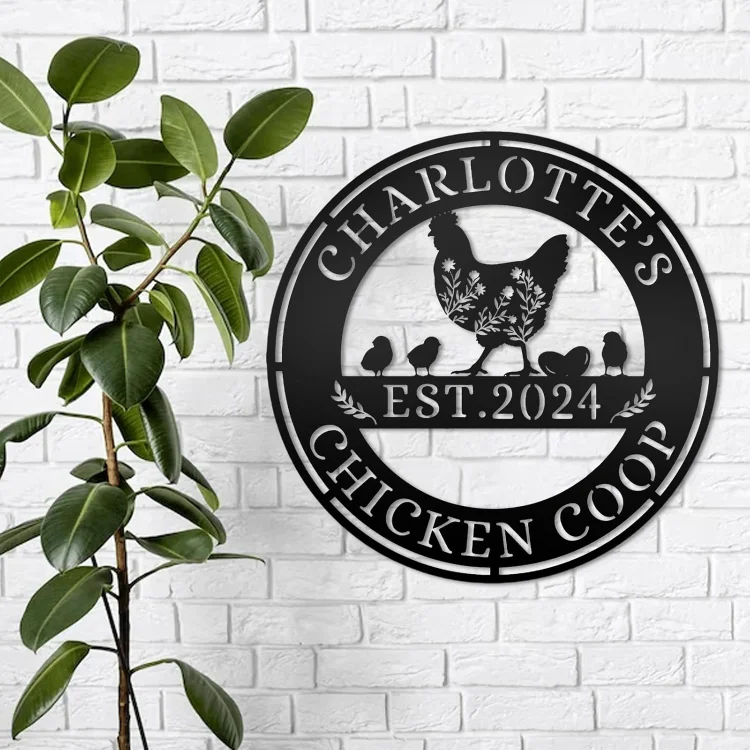 Personalized Metal Chicken Coop Sign, Custom Chicken Coop Decor Fluffy Butt Hut Sign, Chicken Coop Signs for Outside, Custom Metal Signs Chicken Coop Signs for Farm Yard Wall Decor(10inches)
