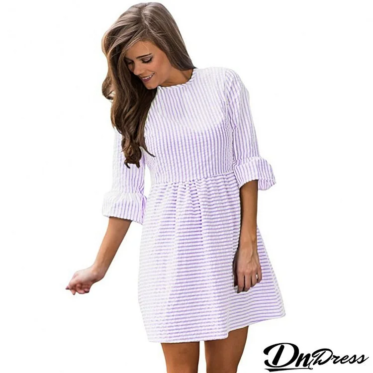 Women Casual Stripe Printed Dress