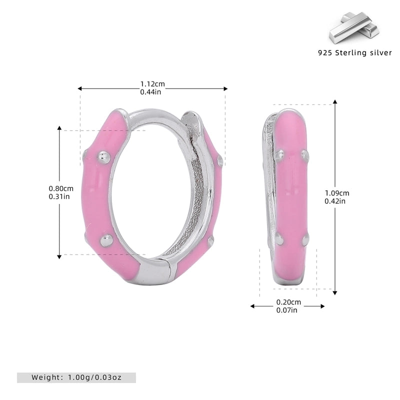 1 Pair 925 Sterling Silver Round Earrings