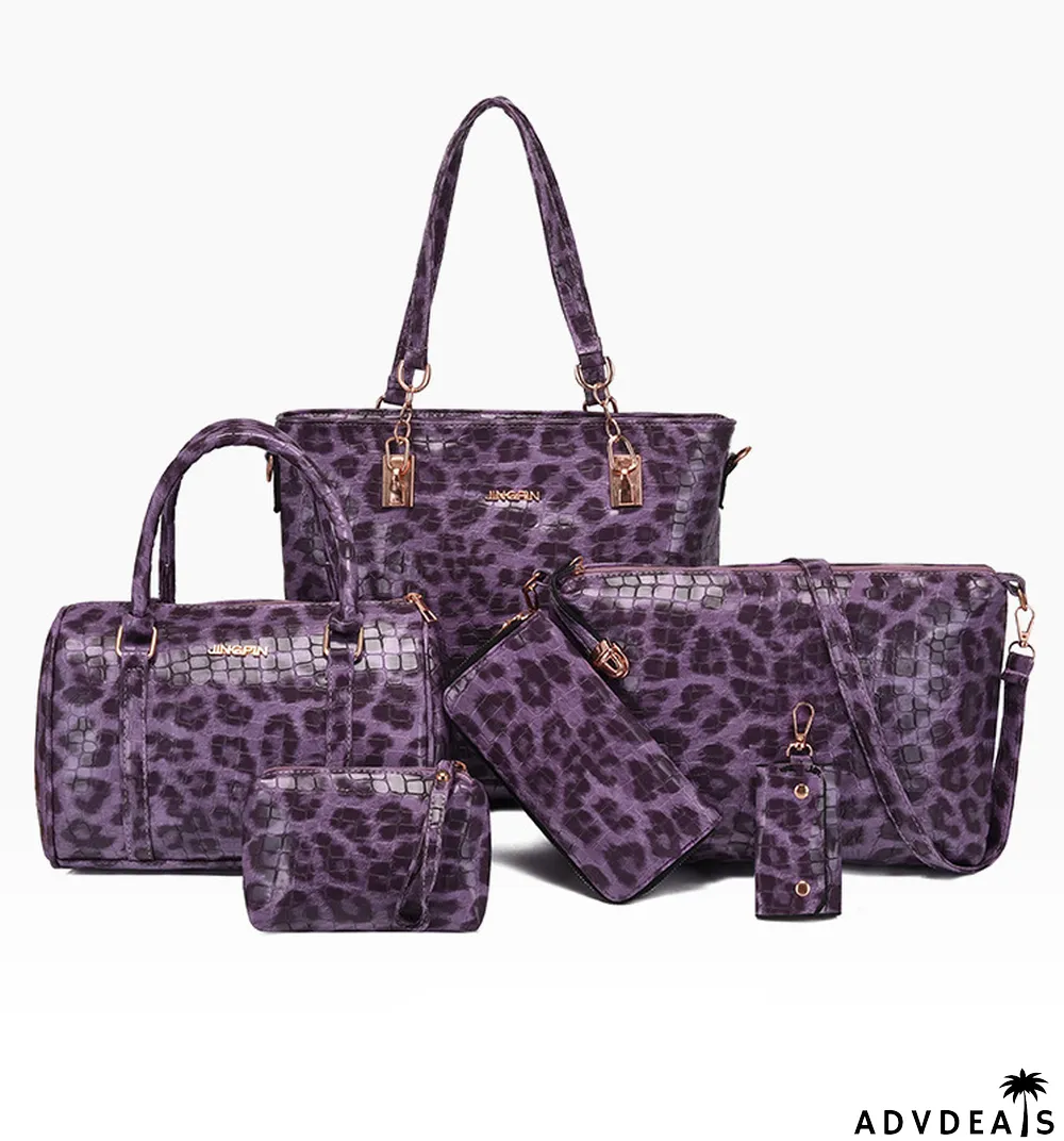 Fashionable crocodile pattern six-piece bag retro portable pillow bag one-shoulder Messenger large-capacity women's bag