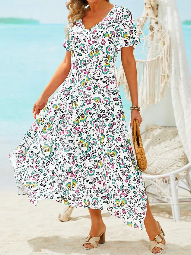 V Neck Outdoor Weaving beach dresses
