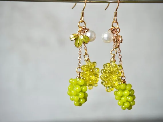 Grape Earrings Grape Cluster Earrings